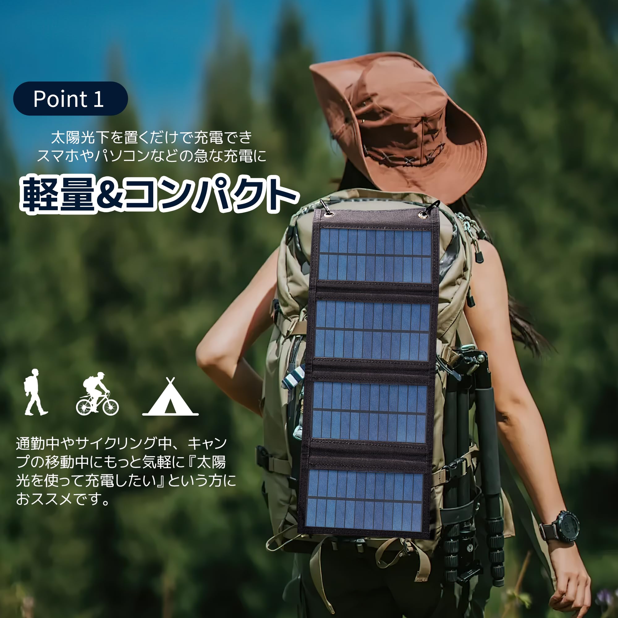 Amazon.co.jp: ソーラーパネル 20W 5V 太陽光パネル 折りたたみ式